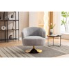 Chenille Fabric Accent Swivel Chair With Gold Metal Round Base - 2 of 4