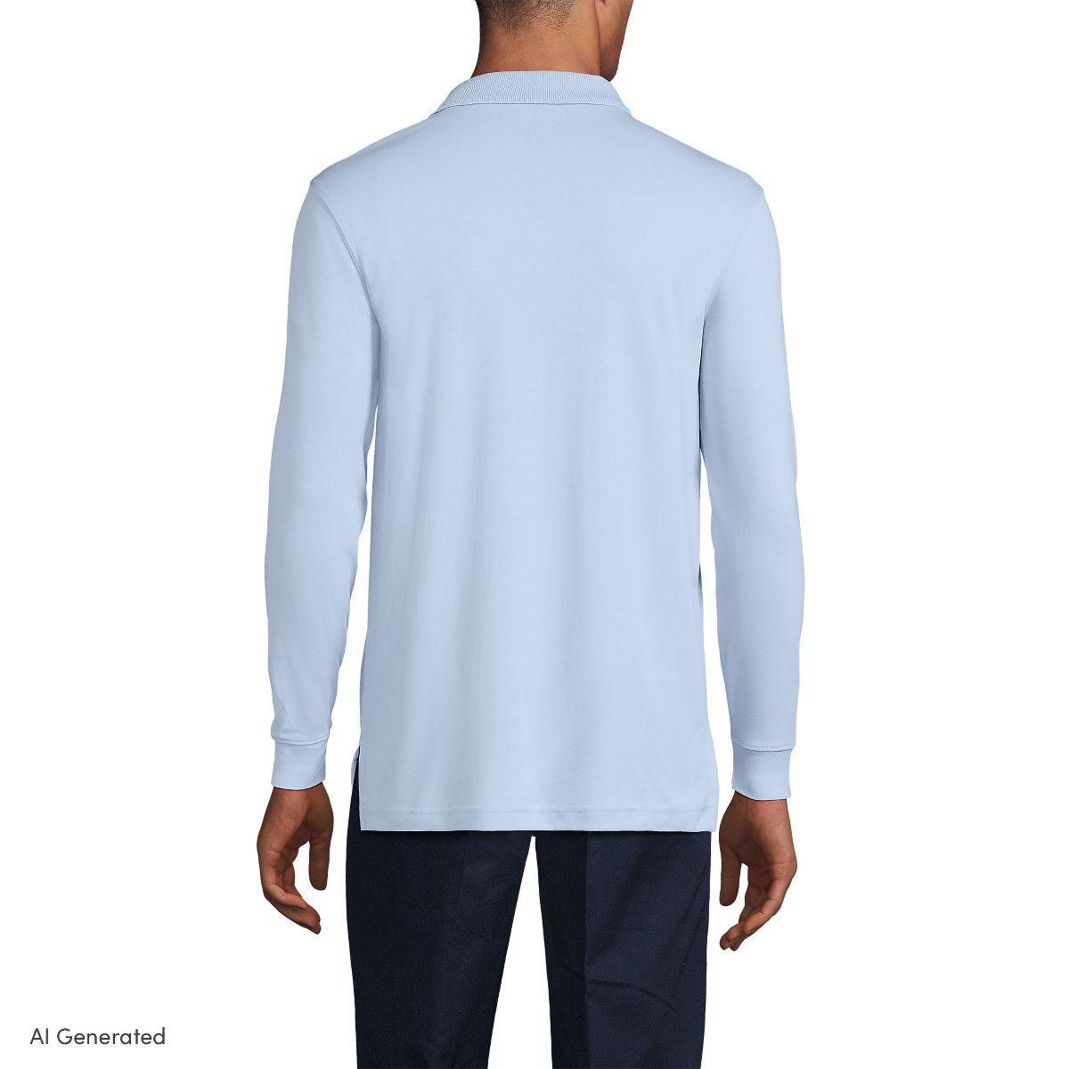 Lands' End School Uniform Men's Long Sleeve Interlock Polo Shirt - thumbnail 6