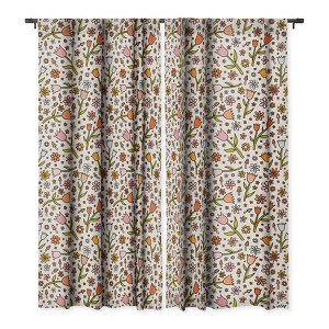 Doodle By Meg Tulip Print Set of 2 Panel Blackout Window Curtain - Deny Designs - 1 of 4