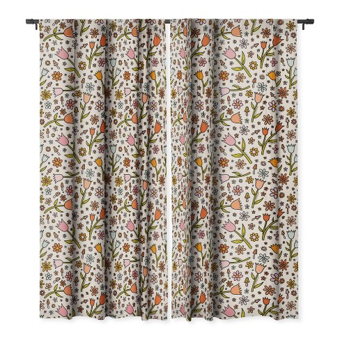 Doodle By Meg Tulip Print Set of 2 Panel Blackout Window Curtain - Deny Designs - image 1 of 4