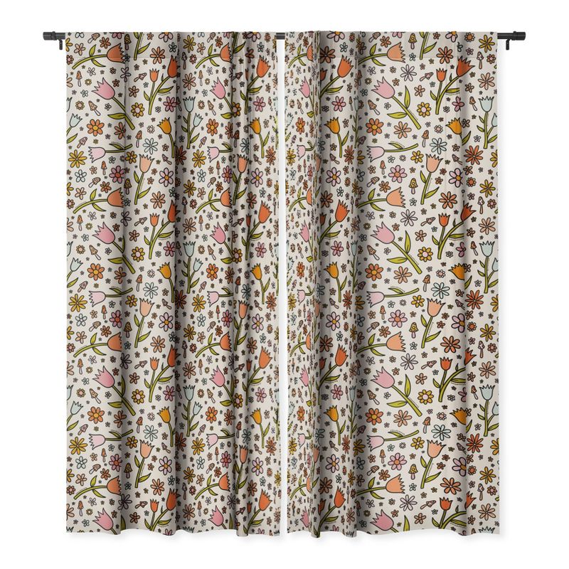 Doodle By Meg Tulip Print Set of 2 Panel Blackout Window Curtain - Deny Designs, 1 of 5