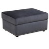DOMETOUR Dark Gray Flannel Storage Ottoman - Modern Living Room Footstool with Hidden Compartment - 3 of 4