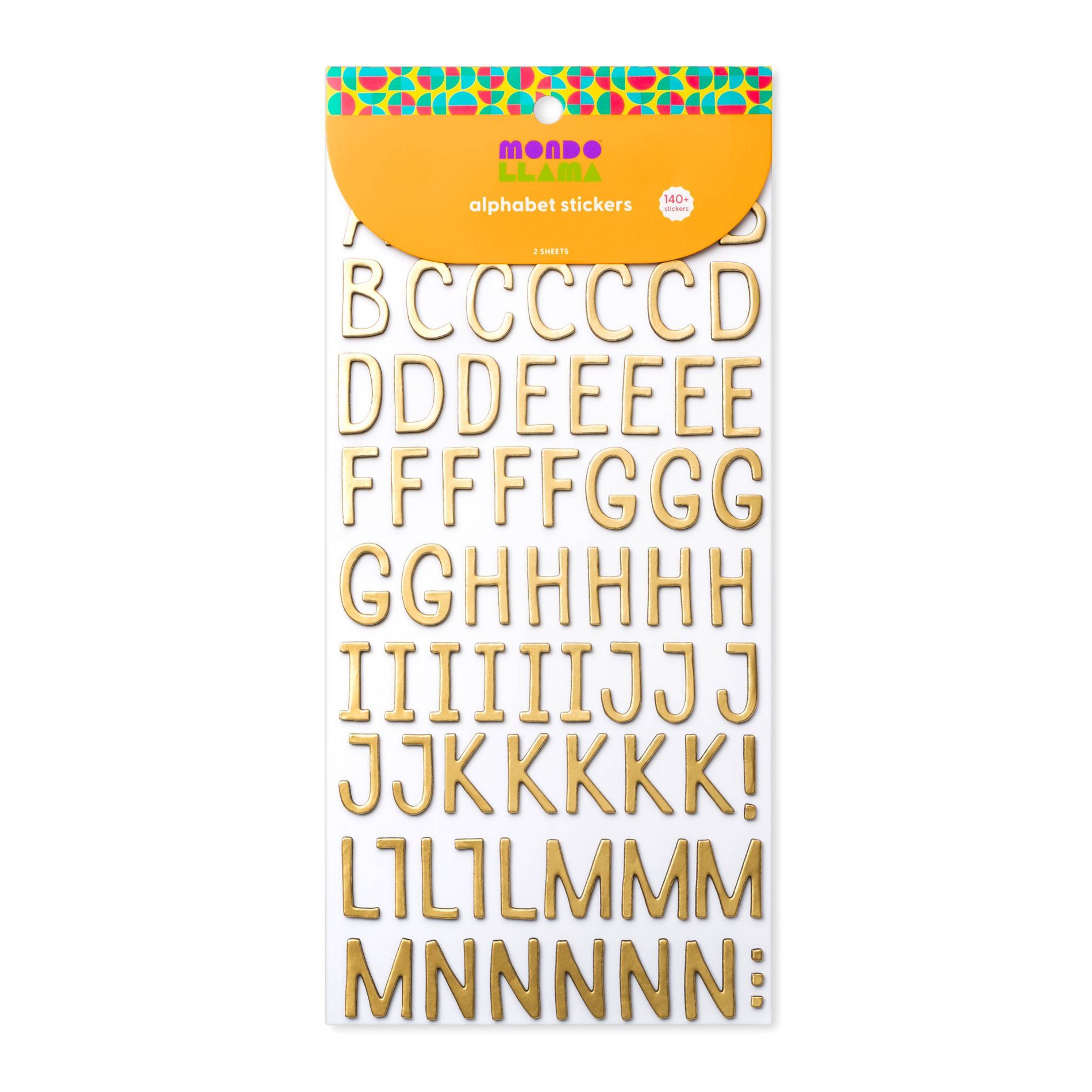 Alphabet Foam Stickers Gold Foil - Mondo Llama™: 147 Count, Letter & Number Stickers, 2 Sheets
