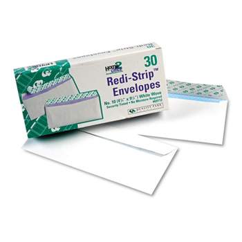 Quality Park Redi Strip Security Tinted Envelope #10 4 1/8 x 9 1/2 White 30/Box 69112