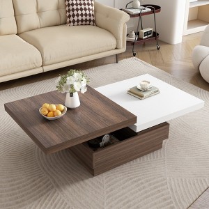 Rotatable Top Coffee Table, Modern Coffee Table with Hidden Compartment, Rectangle Center Table, Cocktail Table for Living Room Office - 1 of 4