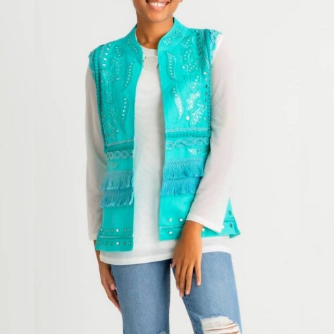 Women's Turquoise Long Mirrored Vest - berek - image 1 of 1