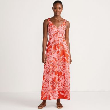 cotton maxi tie neck dresses Women's Cotton Maxi Dress Ihhxva Plus Size Flowy Summer Loose Fit Tie Neck  High-Low Casual Beach Boho Empire Waist A-Line Midi Length L-5XL