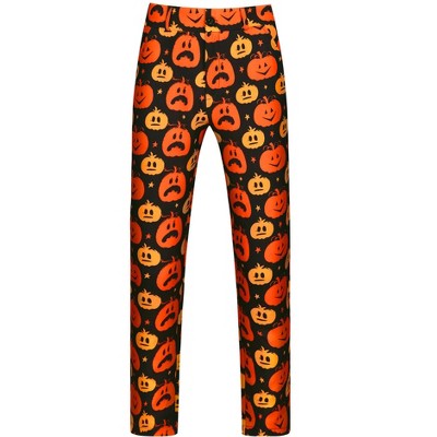 Lars Amadeus Men's Halloween Funny Party Cosplay Costume Pumpkin Printed Pants
