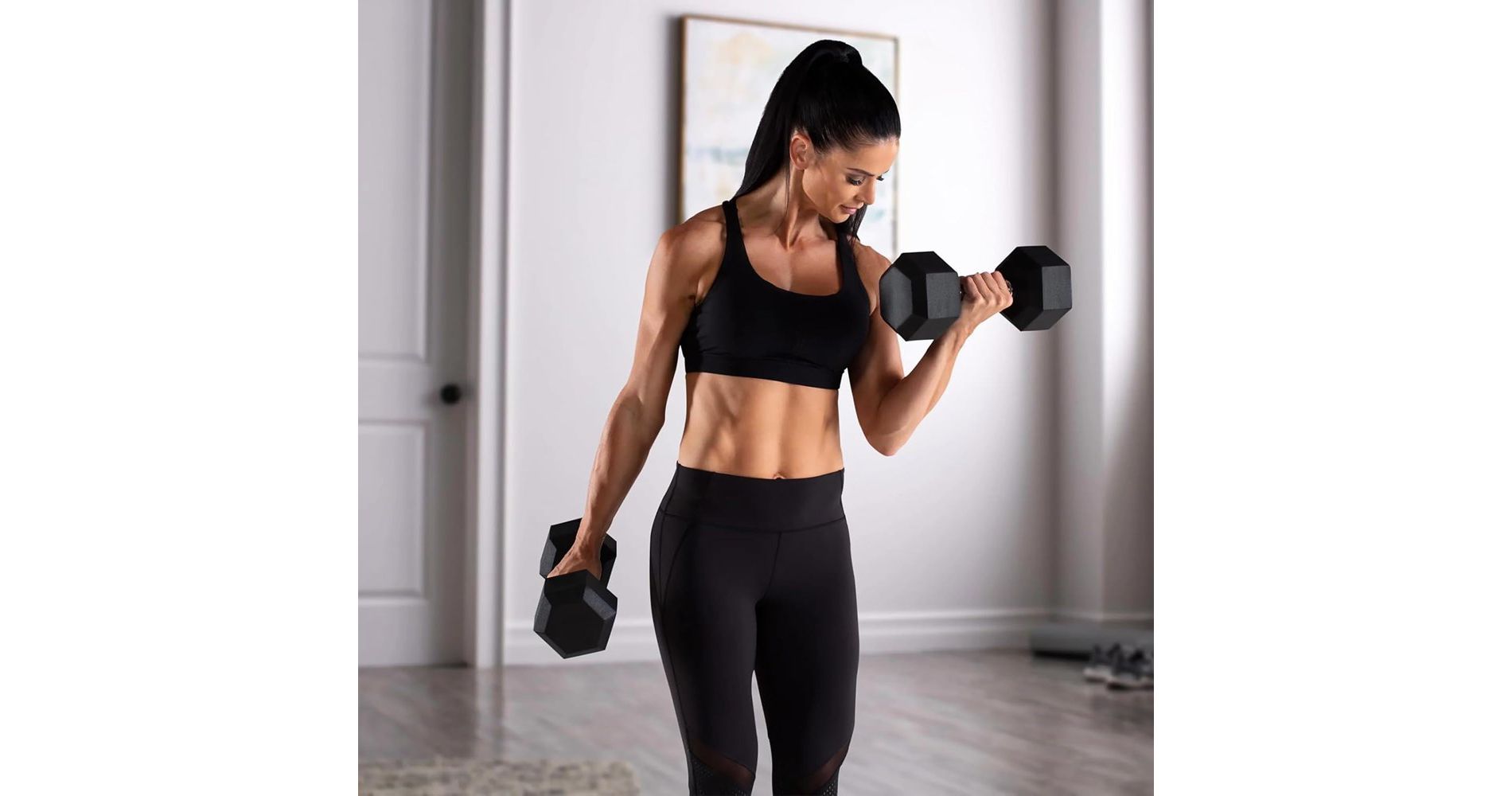 Rubber Coated Hex Dumbbell, Weight Set with Rack, for Home Gym, Coated Hand Weights for Strength Training, Workouts, 550lbs