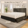 Corduroy Full Bed Frame with Tufted Wingback Headboard, Upholstered Platform Bed w/ 4 Storage Drawers, No Box Spring Needed, Black - 4 of 4