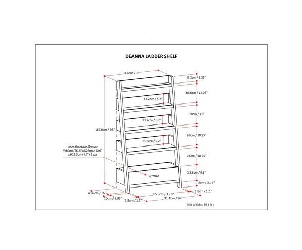 Harriet Solid Wood Ladder Shelf Brown - Wyndenhall
