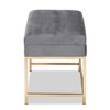 Aliana Velvet Fabric and Metal Large Ottoman Gold - Baxton Studio: Antique Brass Latch, Storage, No Assembly Required - 4 of 4