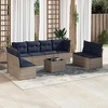 vidaXL 9 Piece Patio Sofa Set with Cushions Poly Rattan - Beige and Gray With Table - 2 of 4