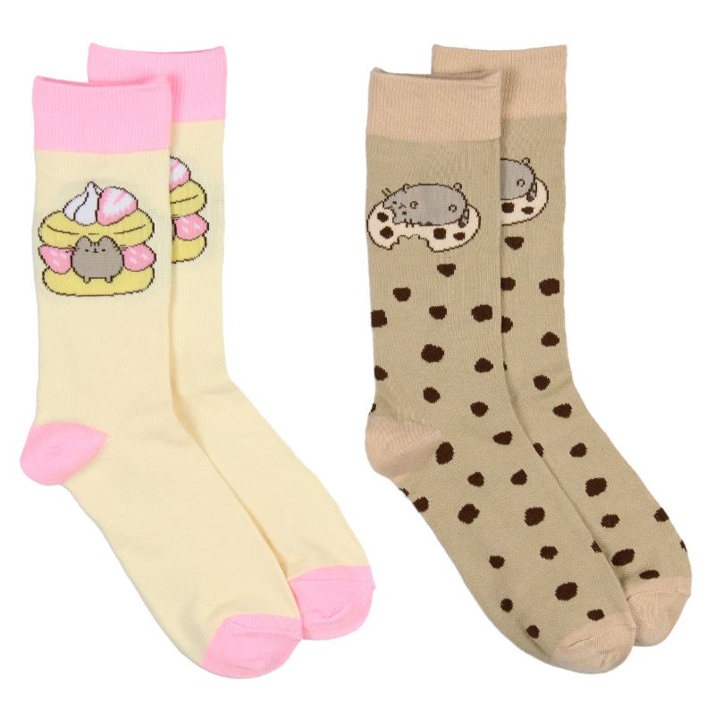 Pusheen The Cat Yummy Snacks Crew Socks Size 5-9 - 2 Pair Multicoloured, 1 of 4