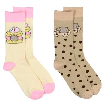 Pusheen The Cat Yummy Snacks Crew Socks Size 5-9 - 2 Pair Multicoloured