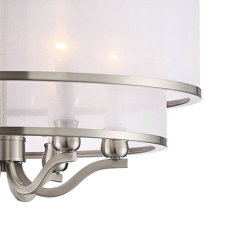 Possini Euro Design Nor Brushed Nickel Pendant Chandelier 23" Wide Modern Double White Organza Shade 6-Light Fixture for Dining Room Kitchen Island, 3 of 10