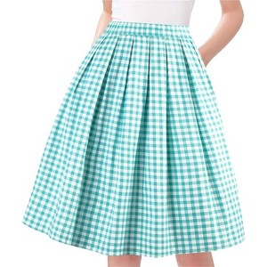 Vintage A-Line Pleated Skirt for Women - Midi Length High Waist Flowy Retro Skirt - 1 of 4