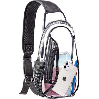 Clear Crossbody Bag, Stadium Approved PVC Crossbody Backpack, Clear Casual Chest Daypack for Hiking, Stadium or Concerts