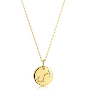 Molenia Zodiac Necklace for Women, 14K Gold Plated 925 Sterling Silver Coin CZ Pendant Dainty Constellation Horoscope Jewelry Gifts for Women - 1 of 4