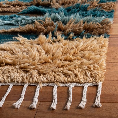 Kenya Blue and Beige Hand-Knotted Wool 6' x 9' Area Rug