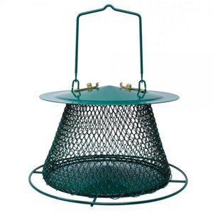 Backyard Essentials Collapsible Metal Mesh Bird Feeder with Tray - Green (8.5") - 1 of 3