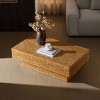 43" Wood Coffee Table,Rectangle Modern Table With Burl Wood Veneer And MDF Pedestal,Coffee Table For Living Room,Apartment-Coolbibila - 3 of 4