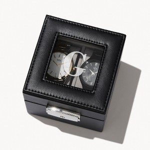 Personalization Mall Vegan Leather 2 Slot Watch Box - 1 of 4