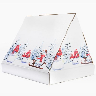 Festive Snowman Cardboard Cat Scratcher House with Toy