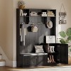 Hall Tree with Shoe Storage, 78.8" Entryway Bench with Coat Rack, with 4 Shoe Cabinet - 2 of 4