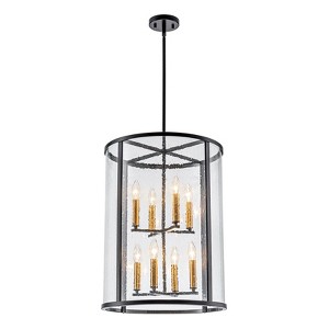 LLHZSY Black Glass Drum Chandeliers for Dining Room Hight Ceiling Living Room - W17.72" - 1 of 4