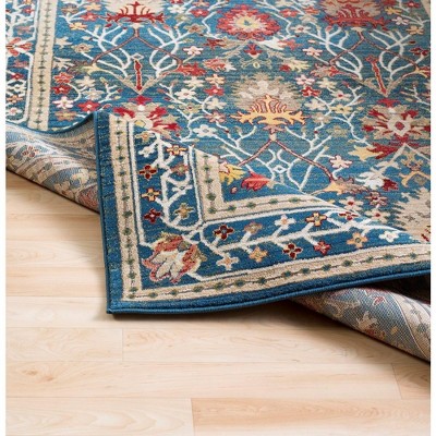 Aaden Blue Synthetic Stain-Resistant Square Area Rug