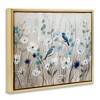 Stupell Industries Birds Floral Meadow Blossoms Floating Frame Canvas Art, Gold, 21" x 17" - 2 of 4