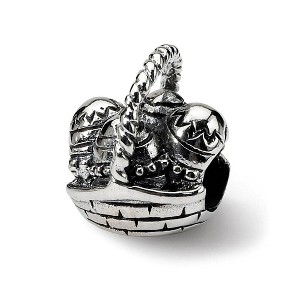 Black Bow Jewelry Sterling Silver Easter Basket Bead Charm - 1 of 3