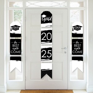 Big Dot of Happiness Black and White Grad - Best is Yet to Come - Hanging Vertical Paper Door Banners - 2025 Party Wall Decor Kit- Indoor Door Decor - 1 of 4