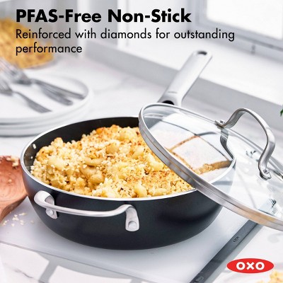 Black and Silver 3qt Aluminum Nonstick Chef's Pan with Lid