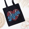 City Creek Prints Baseball Mom Heart Canvas Tote Bag - 15x16 - Black - 2 of 2