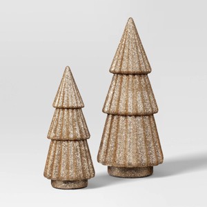 2pk Christmas Glittered Trees Gold - Wondershop™ - 1 of 3