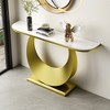Gulches 47 in Gold White Half Moon Sintered Stone Console Table with Faux Marble Top Metal Base Decorative Ring - 3 of 4