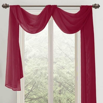 Celine Sheer 55 X 216 In. Sheer Curtain Scarf Valance Burgundy : Target