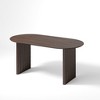 Wooakway 30"H Oval Wood Dining Table Kitchen Table Conference Table with Double Pedestal - 2 of 4