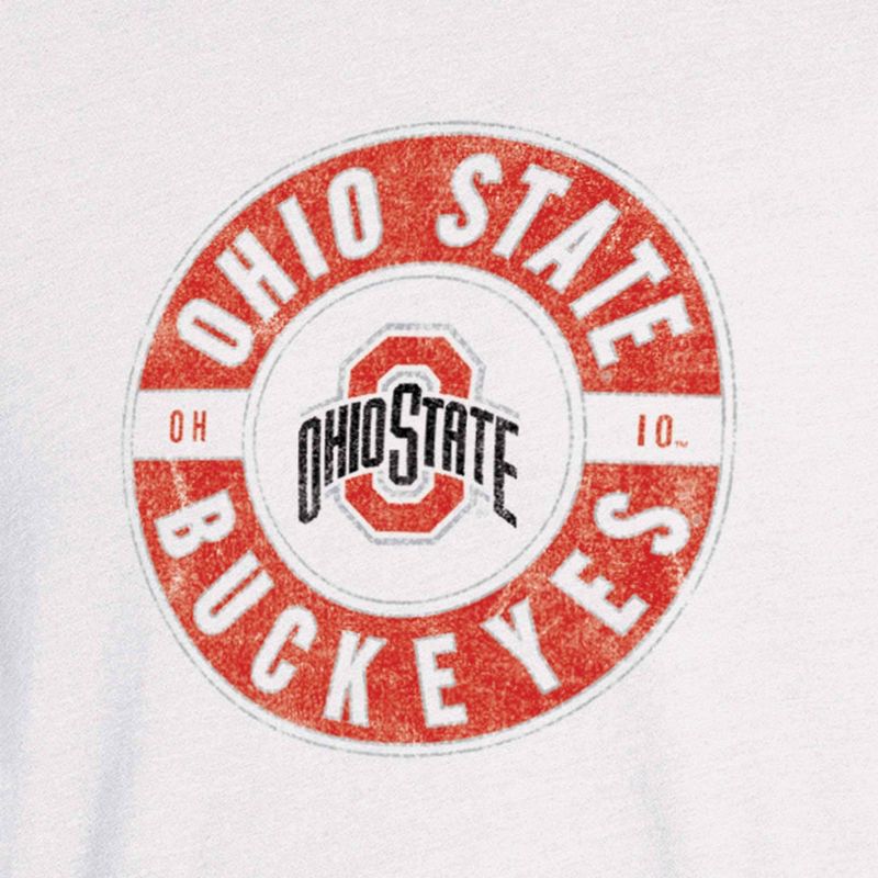 NCAA Ohio State Buckeyes Men&#39;s White Biblend T-Shirt, 3 of 4