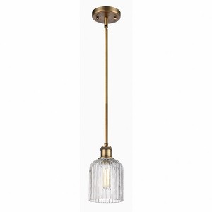 Bridal Veil - 1 Light Stem Hung Mini Pendant In Art Deco Style-9 Inches Tall and 5 Inches Wide - 1 of 1