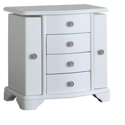 Stufurhome  Snow White Wood Jewelry Box with 3 Drawers and 2 doors