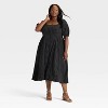 Women's Balloon Short Sleeve Midi Button-Up Dress - Ava & Viv™ - 3 of 3