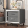 FONTOI Mid Century Vintage Nightstand with Silver Glitter Strip Decor and Legs, Bedside Table with 2 Drawers for Bedroom, Gray, 15.9"*21.7"*21.8" - 4 of 4