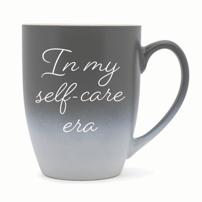 Elanze Designs In My Self-Care Era Two Toned Ombre Matte 10 ounce New Bone China Coffee Tea Cup Mug For Your Favorite Morning Brew, Gray and White