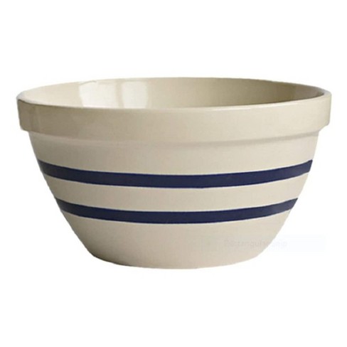 Ohio Stoneware USA-Made Shoulder Bowl Lead Free Bristol with Navy Stripes Large - image 1 of 4