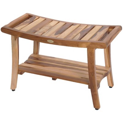 30" Harmony ED952 Wide Teak Shower Bench with Handles - EcoDecors