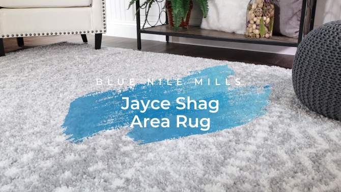 Stripe Geometric Shag Polypropylene Indoor Area Rug or Runner by Blue Nile Mills, 2 of 11, play video