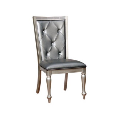 Set of 2 Sarina Contemporary Side Chairs Silver/Gray - Benzara